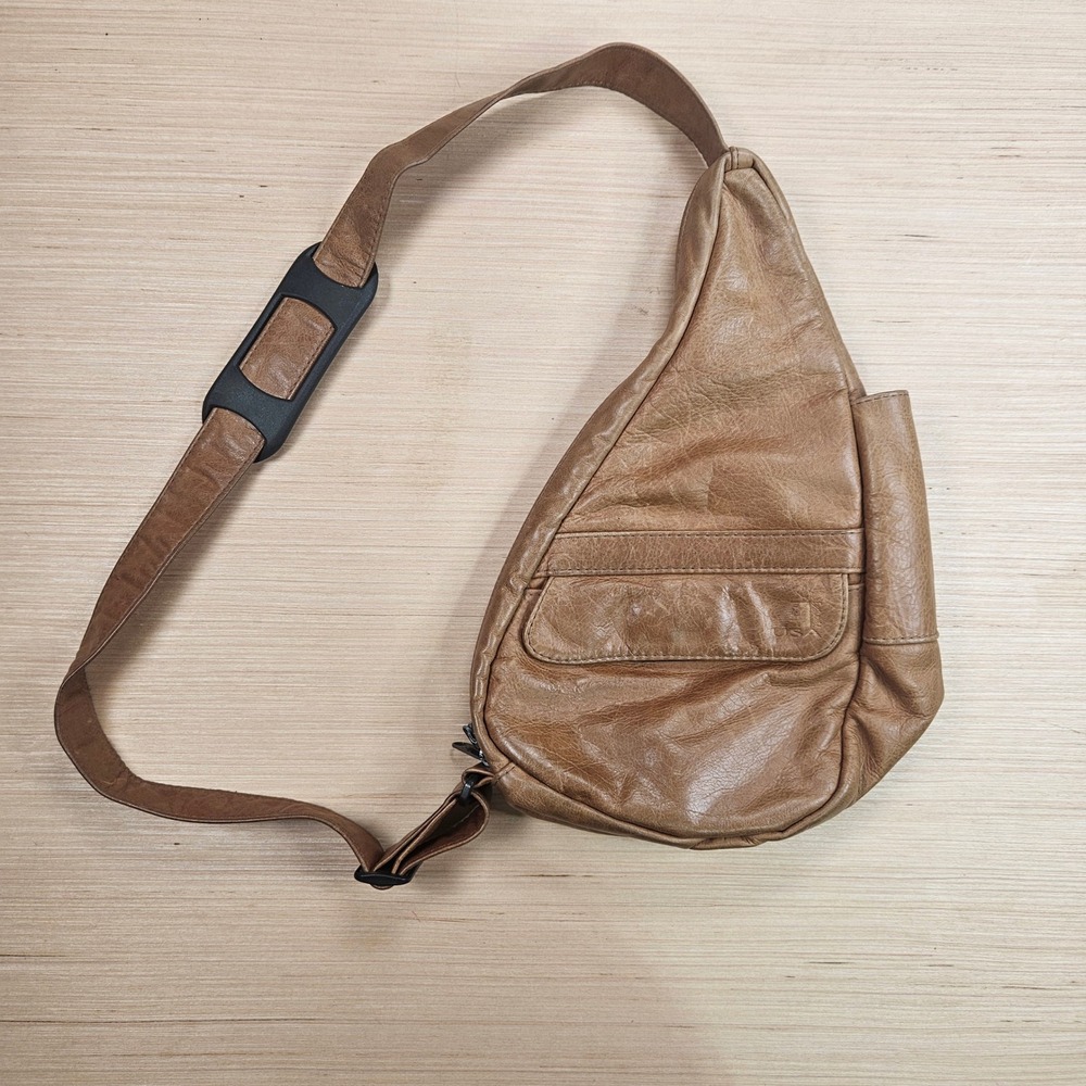 AmeriBag Healthy Crossbody Back Bag Back Unisex Brown Leather Sling Ergonomic